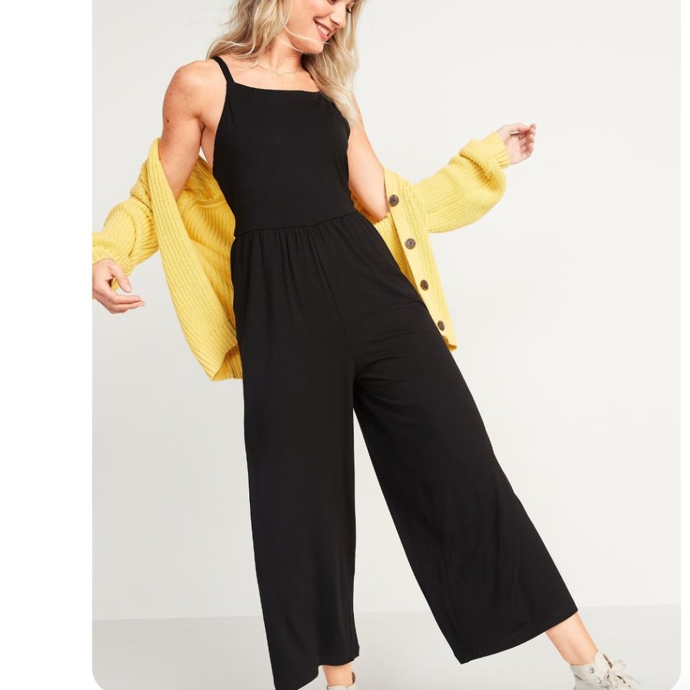 Black Lightweight Wide Leg Jumpsuit